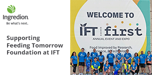 Ingredion staff in front of IFT conference banner